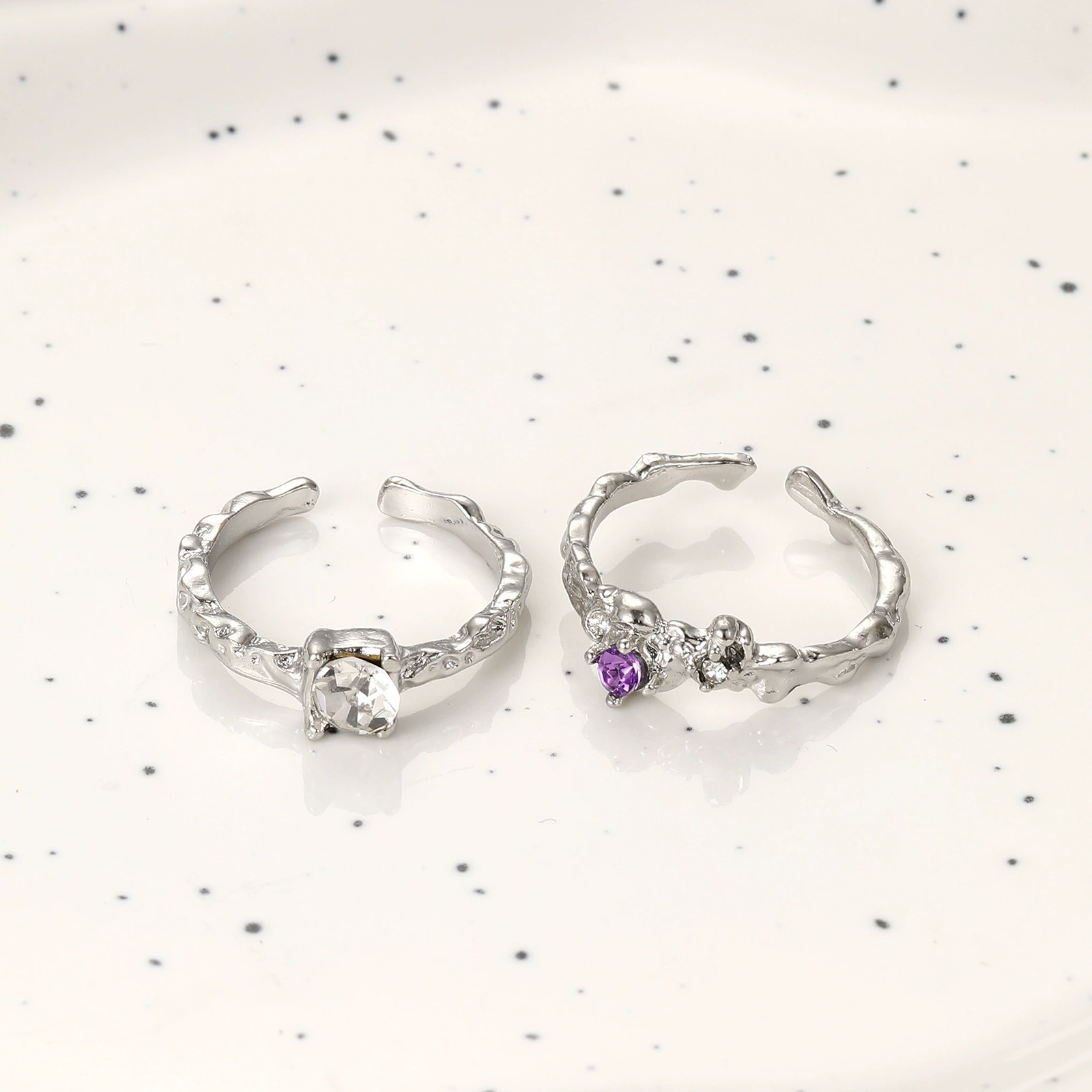 Creative brand adjustable zirconium with amethyst, light luxury style