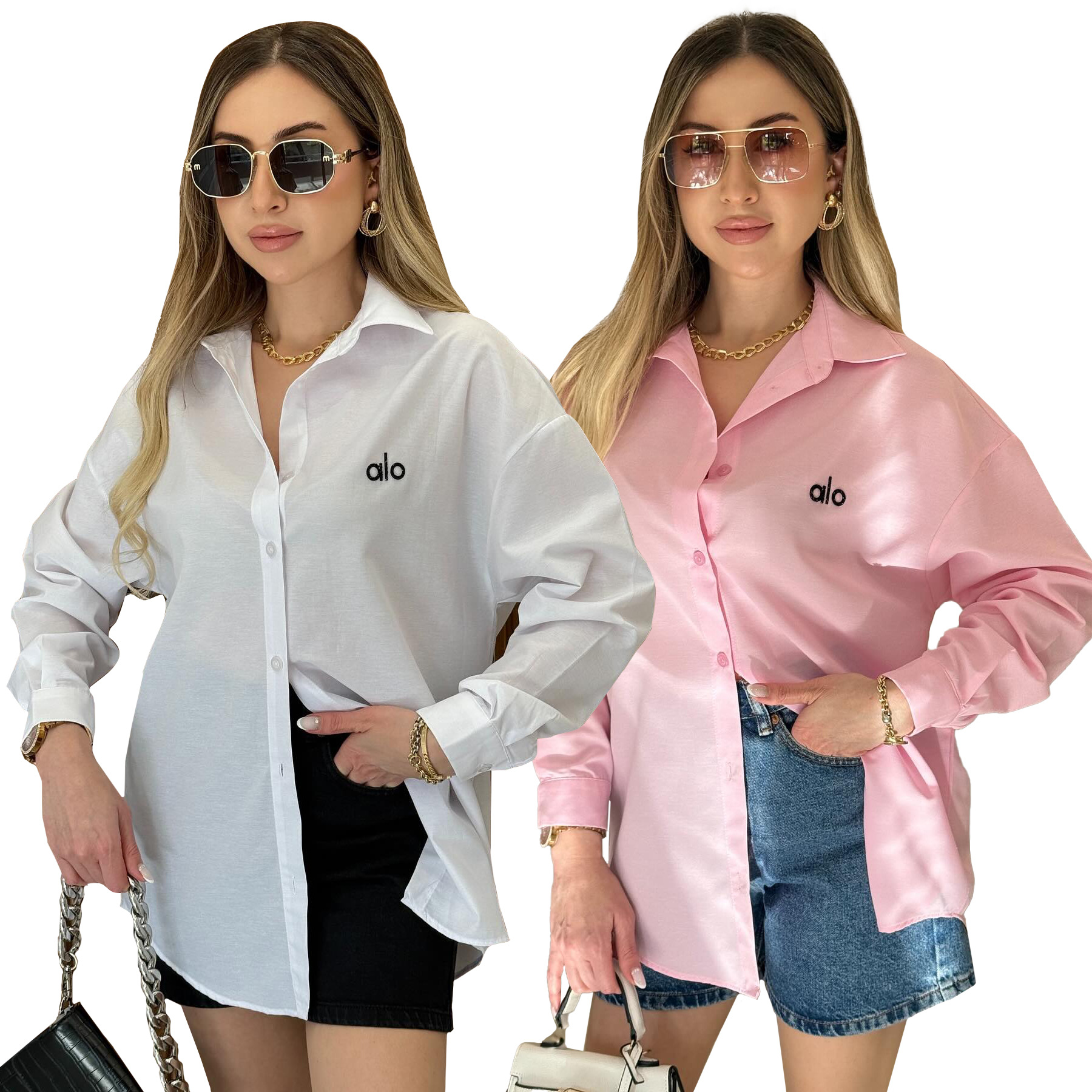 Y71602 2025 European and American New Style Gentle Style Washed Embroidered Letter Shirt Women's Korean Style Loose Lazy Shirt