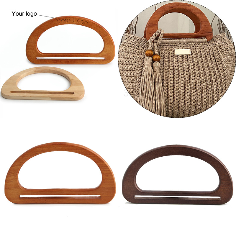 Explosiones transfronterizas de mano de madera maciza en forma de D, bolso de mano, mano de mano, mano de gancho DIY, mano de madera image 1