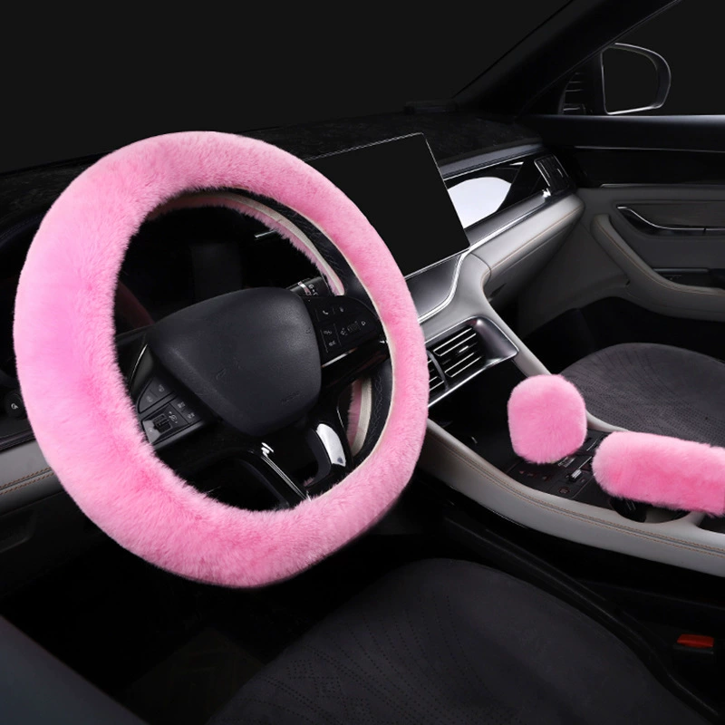 Имитация волос короткий плюшевый чехол автомобиля плюшевый чехол руля чехол руля зимний новый теплый чехол руля многоцветный