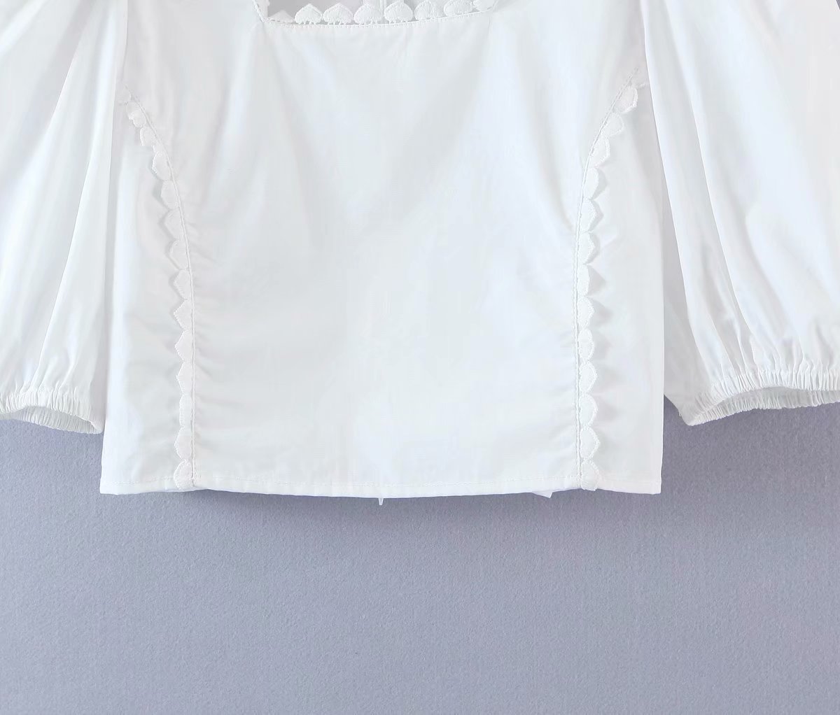 fashion all-match lace square collar puff sleeve shirt  NSAM29659