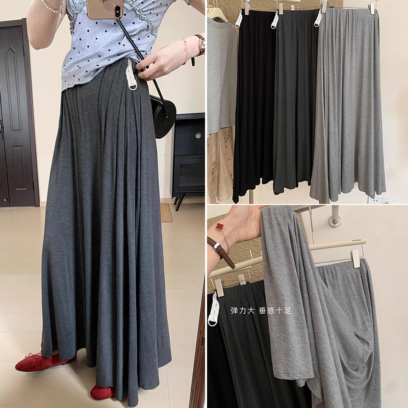 Internet Celebrated Pregnant Women's Long Dress Spring and Autumn Four Seasons Pure Cotton Dagging Modal Elegant Large A- Character Non-Belly Long Dress