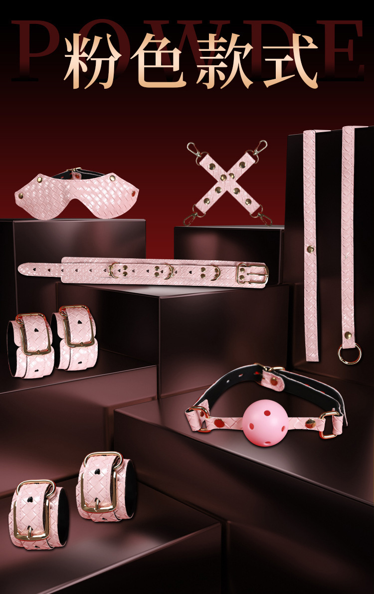 Jiuai SM Bondage Set 7-Piece Kit with Handcuffs, Whip, Ball Gag and Nipple Clamps — detail image 2