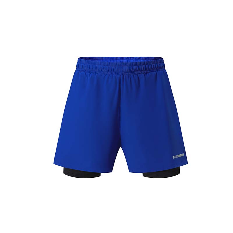 Verano hombres deportes fitness pantalones cortos de doble capa de secado rápido transpirable correr casual pantalones de tres puntos en stock impreso Modificación del logotipo