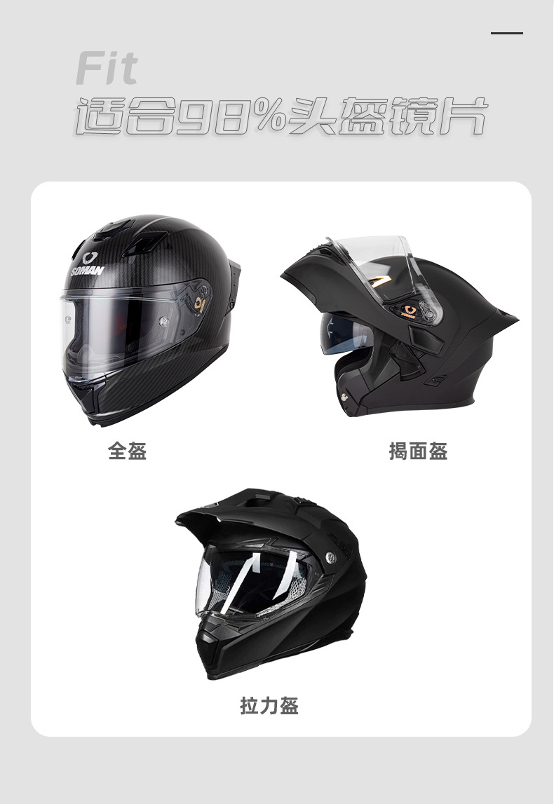Soman Motorcycle Helmet Anti-Fog Lens Universal Rearview Mirror Sticker Japanese Material Waterproof Transparent Anti-Fog Film