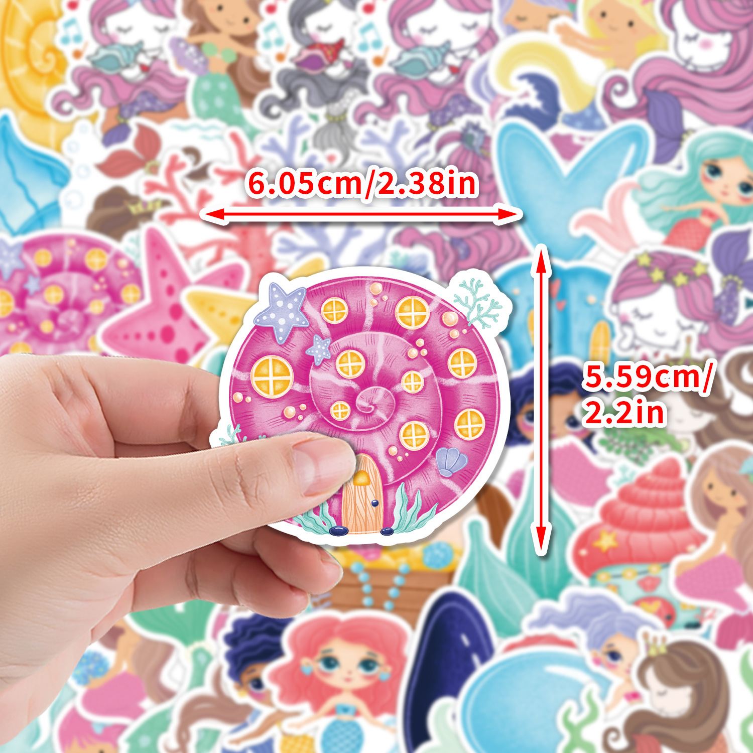 50 pegatinas de dibujos animados de sirena equipaje teléfono móvil portátil papelería pegatinas impermeable diario pegatinas al por mayor