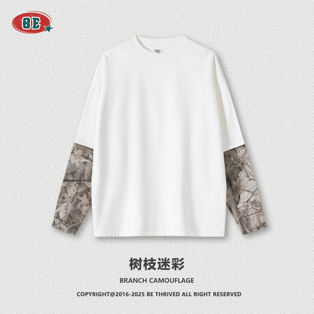 Be Hombres| 2025 otoño estilo americano de moda falso de dos piezas camuflaje suit camiseta casual pantalones largos de dos piezas hombre