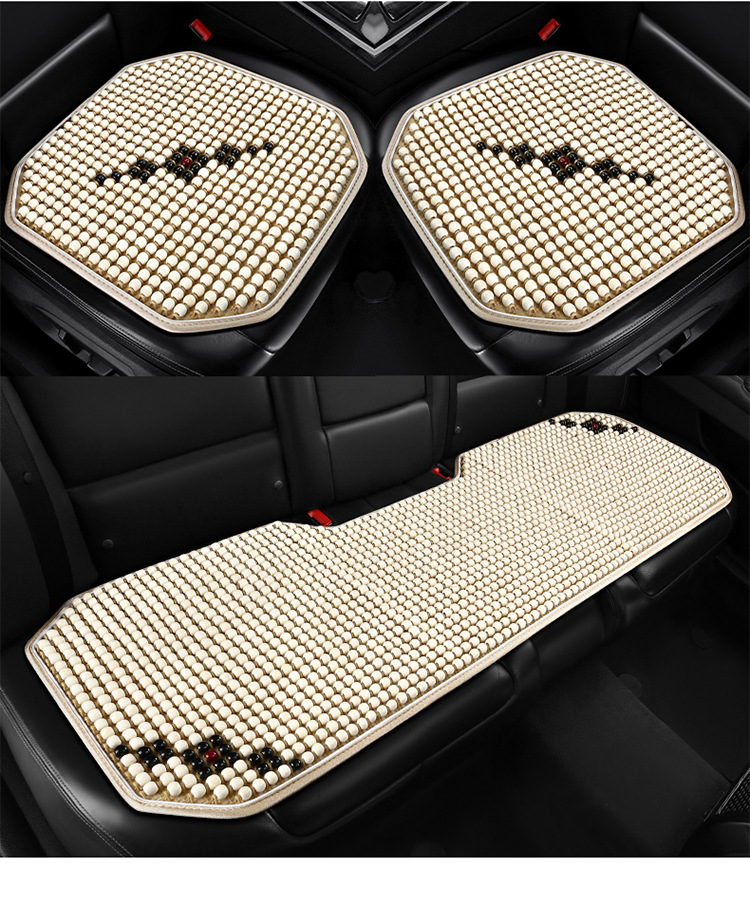 Summer New Wooden Bead Car Seat Cushion Wooden Bead Lumbar Support Square Cushion Unique Comfortable Breathable Wear-Resistant Three-Piece Set