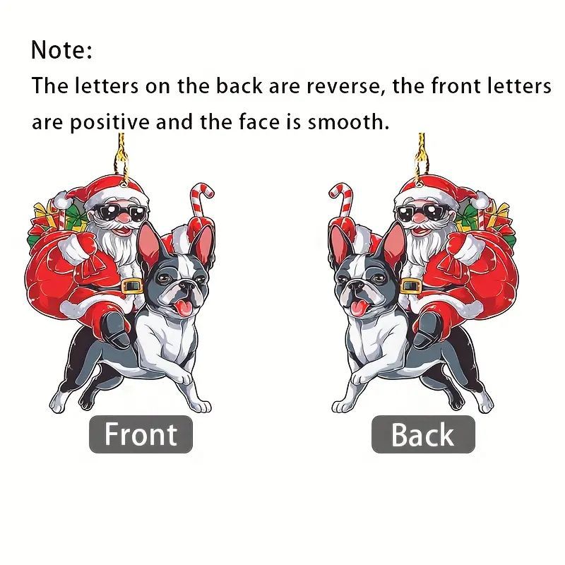 Navidad 2D Santa Claus y perros de vacaciones colgante acrílico plano transfronterizo nuevo colgante de decoración interior del automóvil