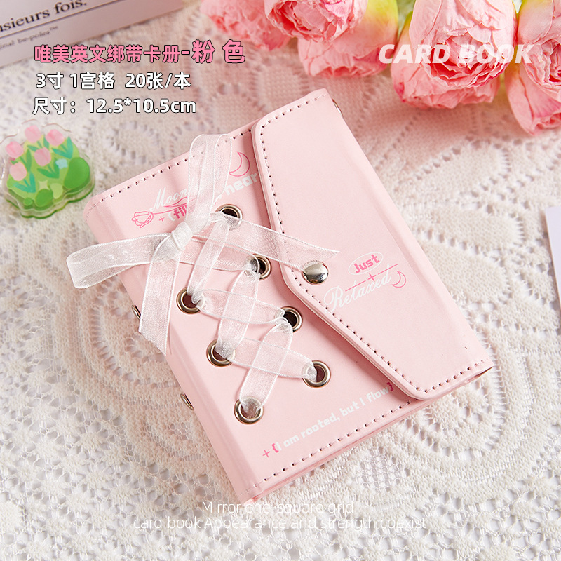 Hermoso estilo de cinta en inglés, un libro de tarjetas de cuadrícula, libro de almacenamiento de tarjetas pequeñas de celebridades de alto valor, álbum de fotos Polaroid, álbum conmemorativo