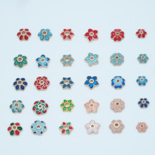 合金电泳高保色滴油小花托diy汉服旗袍发簪手串珠链底托配饰