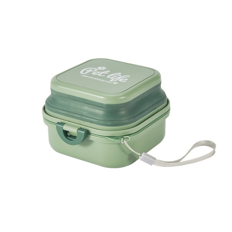 New dog outdoor folding bowl double -layer drinking bowl