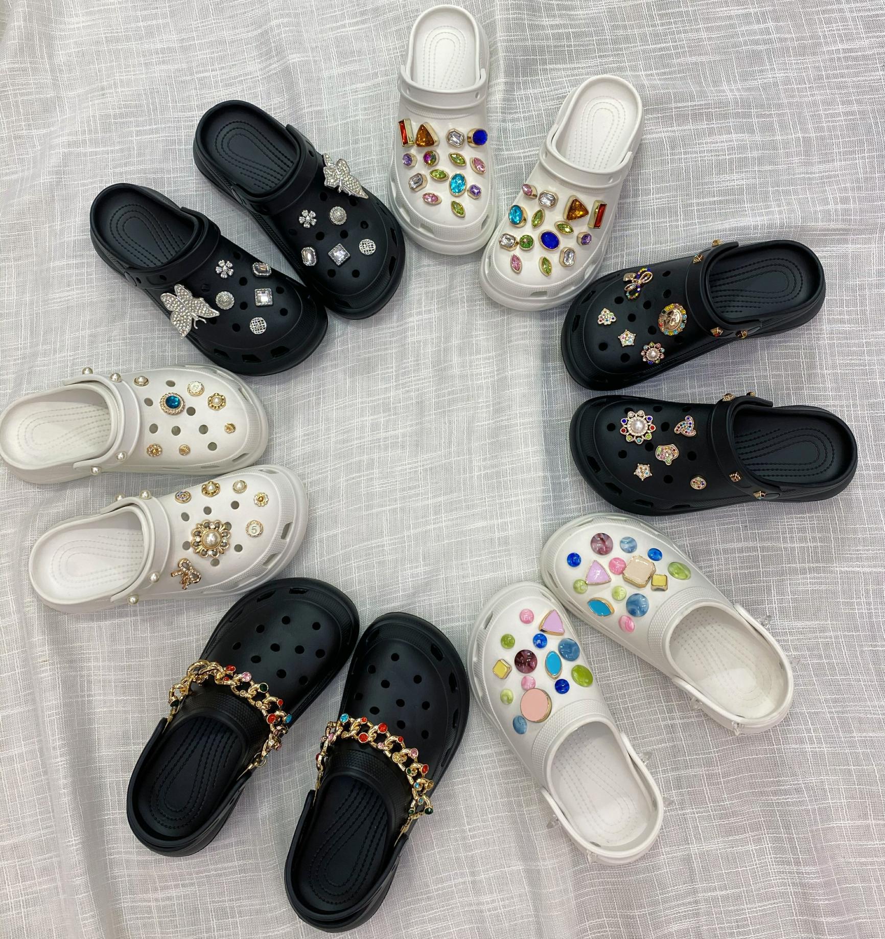 New Coros Shoes Decorative Diy Detachable Color Chain Rhinestone Bow Metal Shoe Buckle Accessories display picture 2