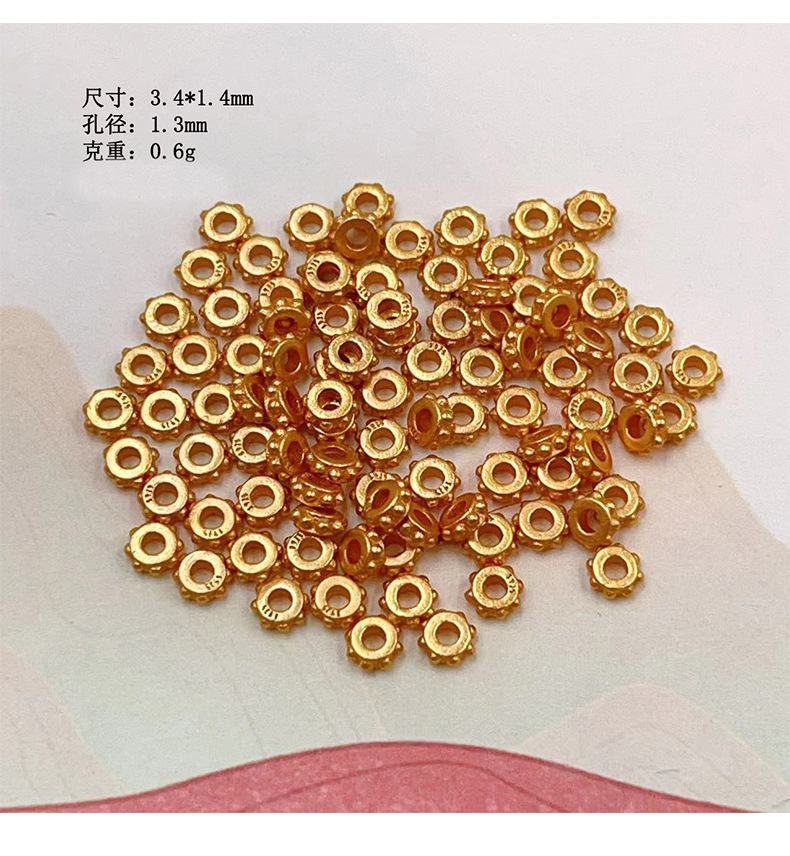 Weighed by the Gram, S925 Silver Gold-Plated Bracelet Necklace Charms DIY Handmade Spacer Beads Semi-Finished DIY Bead Accessories Wholesale