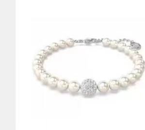 풀 다이아몬드 화이트 진주 팔찌