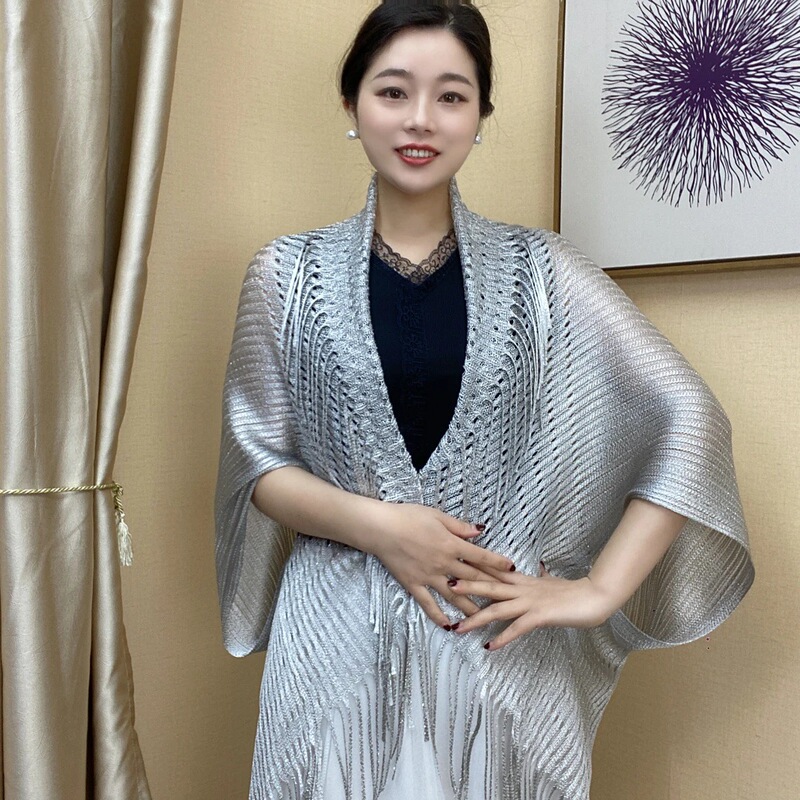 [新セイチー] 某音の人気のゆったりとしたアイスシルクショールタッセルチャイナドレス中空カーディガンアウターウェア|undefined