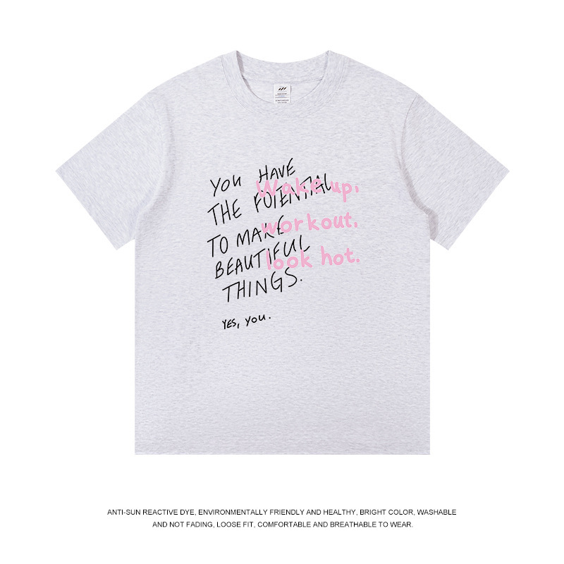 メンズストリートファッションレタープリントTシャツ半袖メンズラウンドネックニッチデザイントレンドTシャツカジュアルで万能なトップス|undefined