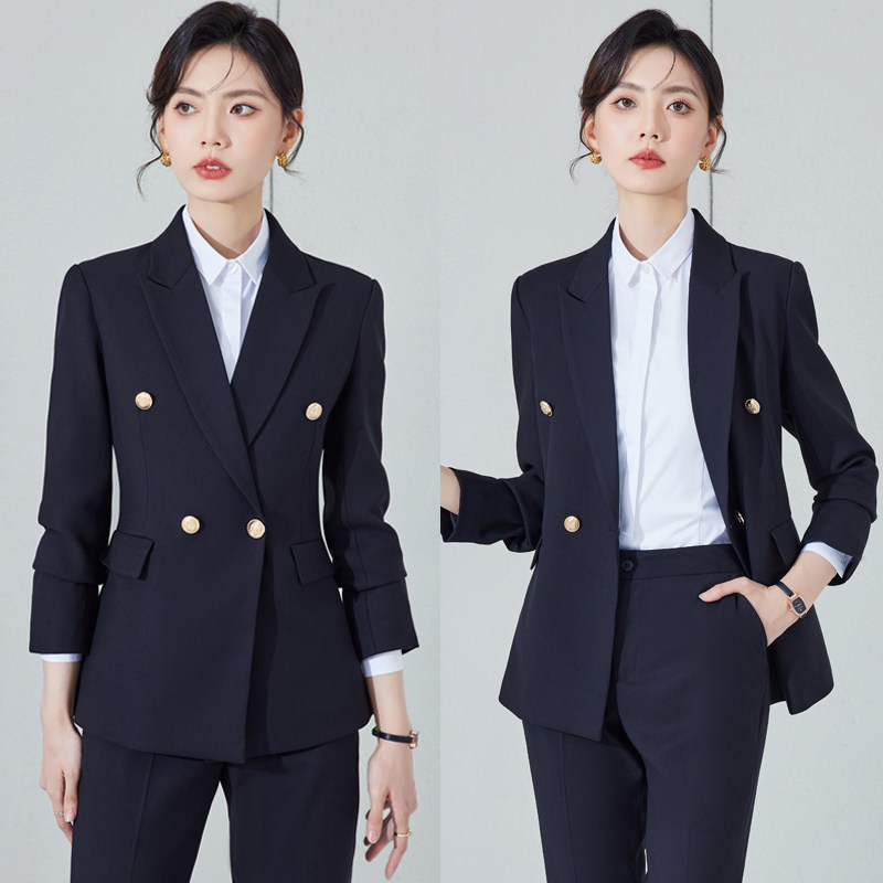 Navy blue blazer for female civil servants, formal attire for interviews, high-end suits for college students, professional workwear