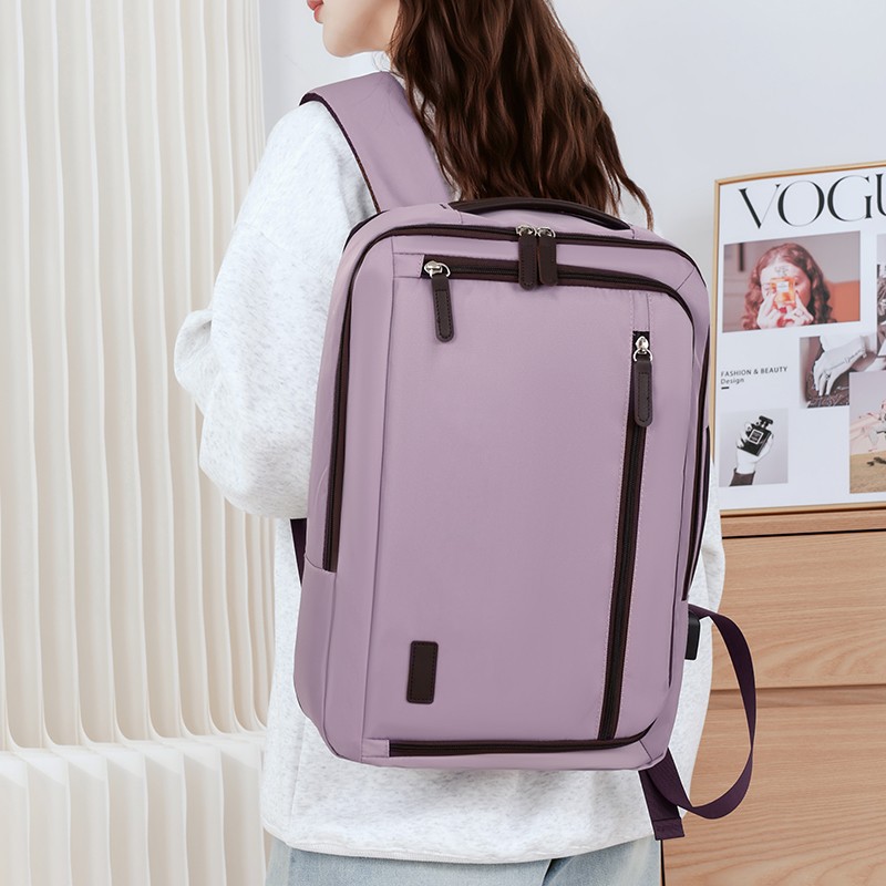 New business solid color backpack, large capacity travel backpack, water-resistant laptop backpack, business trip backpack