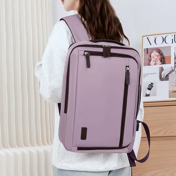 New business solid color backpack, large capacity travel backpack, water-resistant laptop backpack, business trip backpack