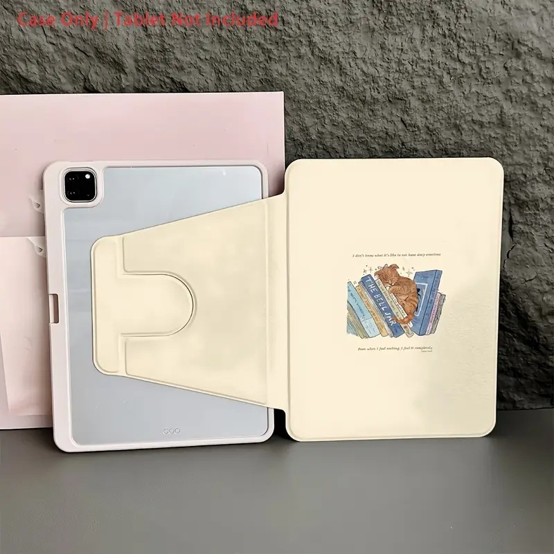 Orange Cat Bookshelf Cartoon 360 Tablet Protective Case Ipadpro/8/910Th/2024Pro11Air4/5/6/7