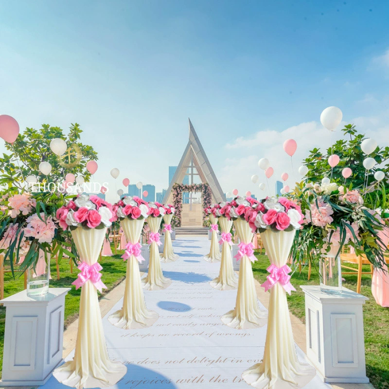 2023 Новый свадебный дорожный указатель для улицы, белая свадебная цветочная колонна, синий цветочный декор в западном стиле, реквизит для приветственных мероприятий, оптом