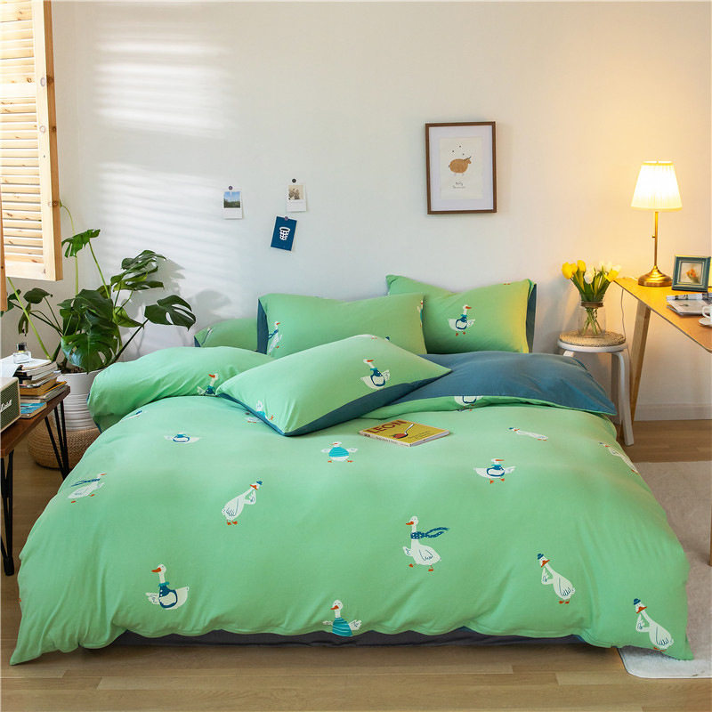 2021新款針織棉印花套件家用四件套床單款床笠款清新系列單雙人床