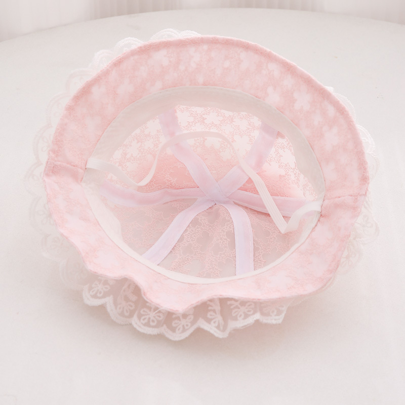 Sombrero para bebés primavera y verano delgado para bebés sombreros de sol de encaje sombrero de pescador de mes pequeño sombrero de sol de estilo extranjero