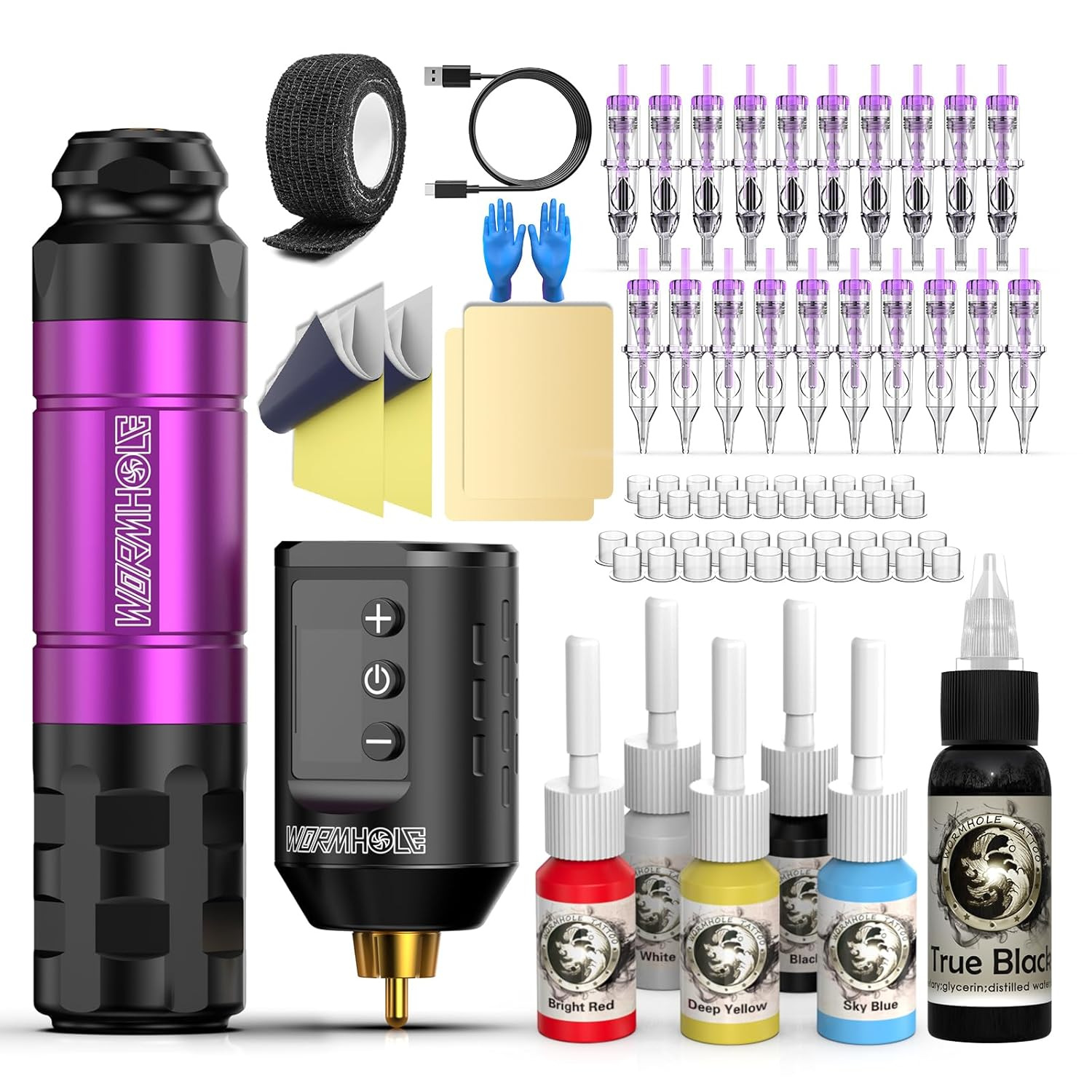 Wireless Tattoo Pen Set with 20 Pieces of Integrated Needle Tattoo Power Color Transfer Paper Cross-Border Amazon Wtk278