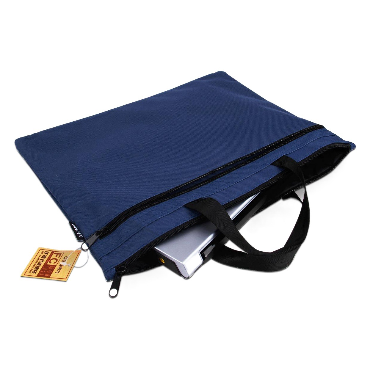 Deli 5840 bolsa de archivos bolsa de cremallera de poliéster portátil para censo bolsa de almacenamiento simple de doble capa logotipo imprimible