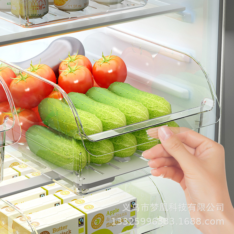 Refrigerator Storage Box Plastic Food-Grade Fruit and Egg Preservation Box Kitchen Drawer Storage Special Storage Artifact