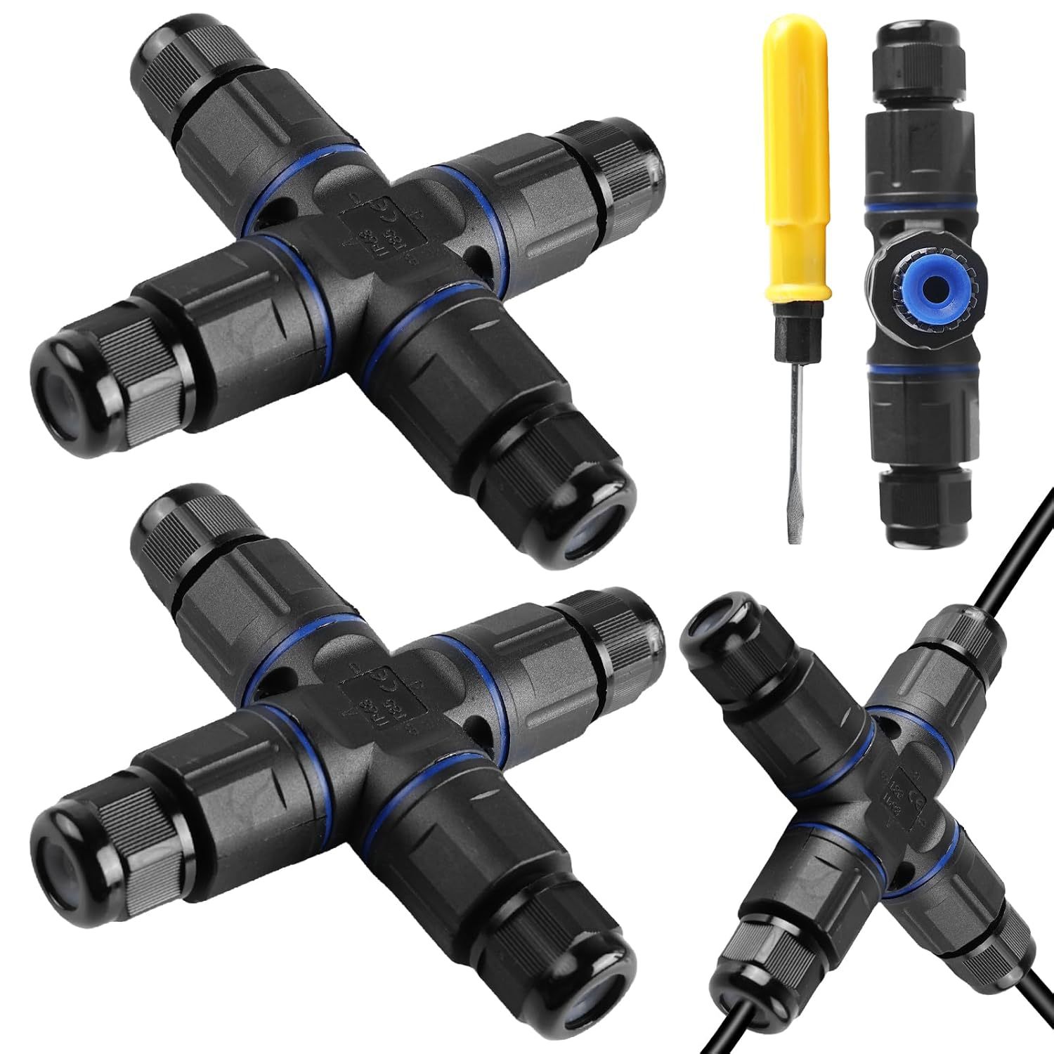 SPORWAY 2 Stück Kabelverbinder Wasserdicht IP68, Kreuztyp A