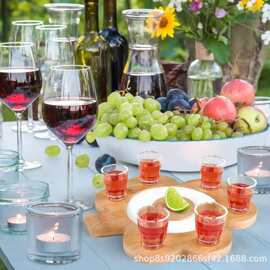 跨境竹制沾盐器调酒师调味盐边盒实木分格鸡尾酒容器沾盐器