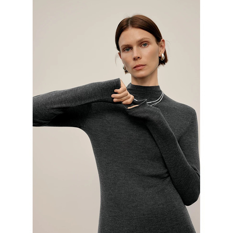 Shima Seiki Seamless 100% Sheep Wool Half Turtleneck Bottoming Shirt Slim Fit Inner Sweater Versatile Long-Sleeved Knitwear