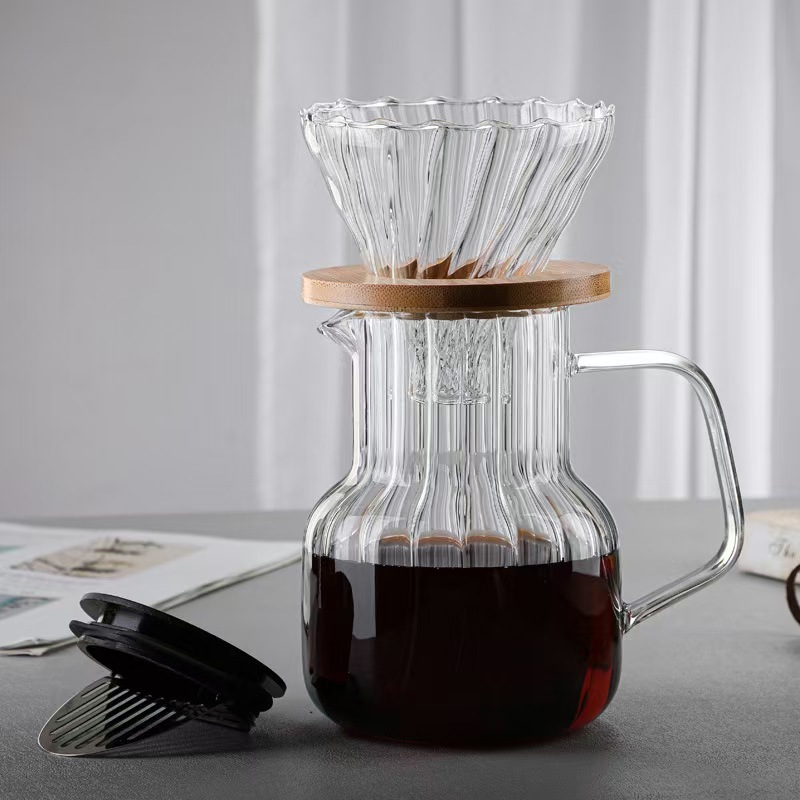 ✅ Cafetera de vidrio con cubierta Cafetera de café compartida Cafetera de café casera Cafetera de extracción en frío con filtro