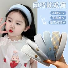 蓝色系发箍儿童韩系蝴蝶结2025新款夏日头箍女高颅顶日常外戴发捆