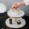 Nordic INS wind natural marble egg cake shelf afternoon tea dessert display platform light luxury double -layer storage tray