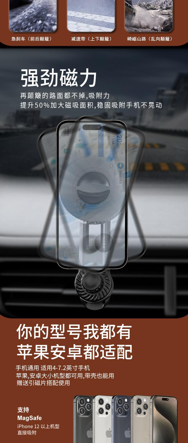 Magsafe Magnetic Car Mobile Phone Holder 17mm Ball Head Suitable for Apple Mobile Phone Car Navigation Holder Cross-Border