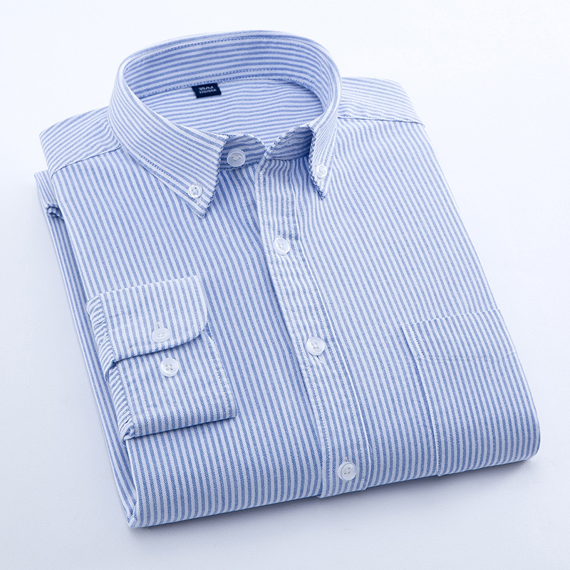 Camisa Oxford de rayas verticales de algodón para hombres de manga larga de primavera y otoño casual Camisa de algodón de negocios de todo fósforo ropa de hombre