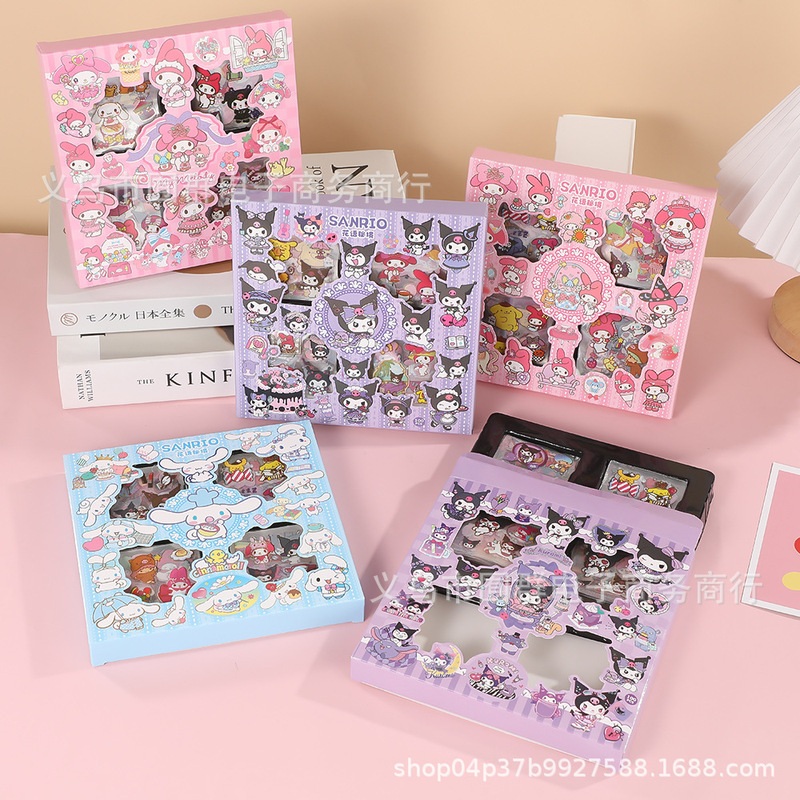 Sanrio 96-Piece Boxed Sticker Set Creative DIY Scene-Making Stickers Children's Pet Waterproof Sticker Materials Sanrio 96-Piece Boxed Sticker Set Creative DIY Scene-Making Stickers Children's Pet Waterproof Sticker Materials