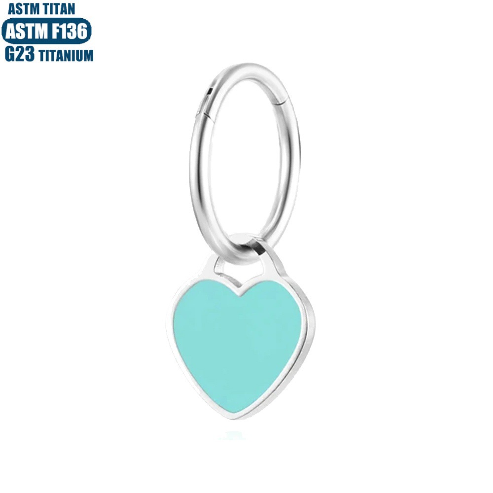 F136 Titanium Alloy Heart-shaped Pendant Earrings Seamless Opening Ring Tragus Cartilage Hoop for Women detail image 8