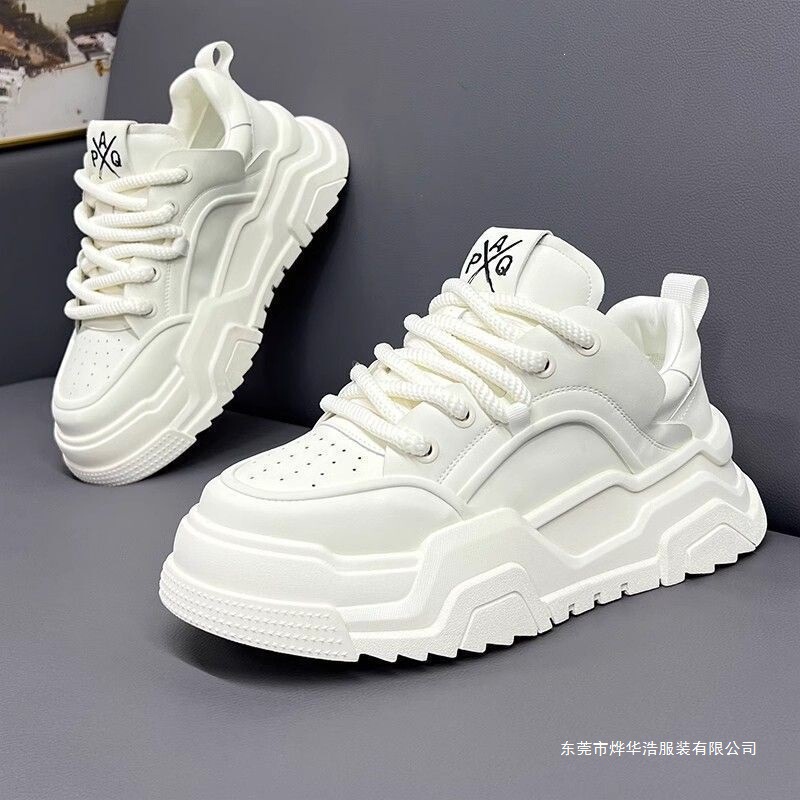 2026 Men's Spring Shoes: Youth Trendy Versatile White Sneakers, Casual Fashionable Thick-Soled Height-Increasing Sports Shoes