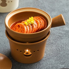 小号陶瓷餐具纯色侧把砂锅带盖个人家用一人份鸡公煲蒸菜炖汤餐厅