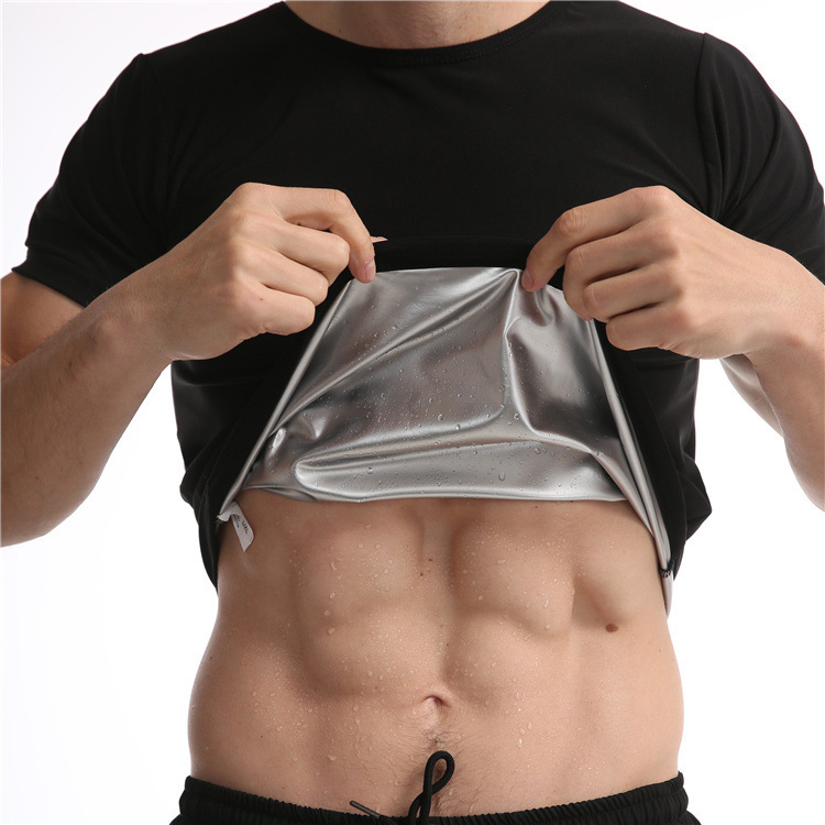 Amazon Men's Short-sleeved Sweat Suit Sports and Fitness Tudor European and American Large Size Belly Tight Waist Cross-border Body Shaper