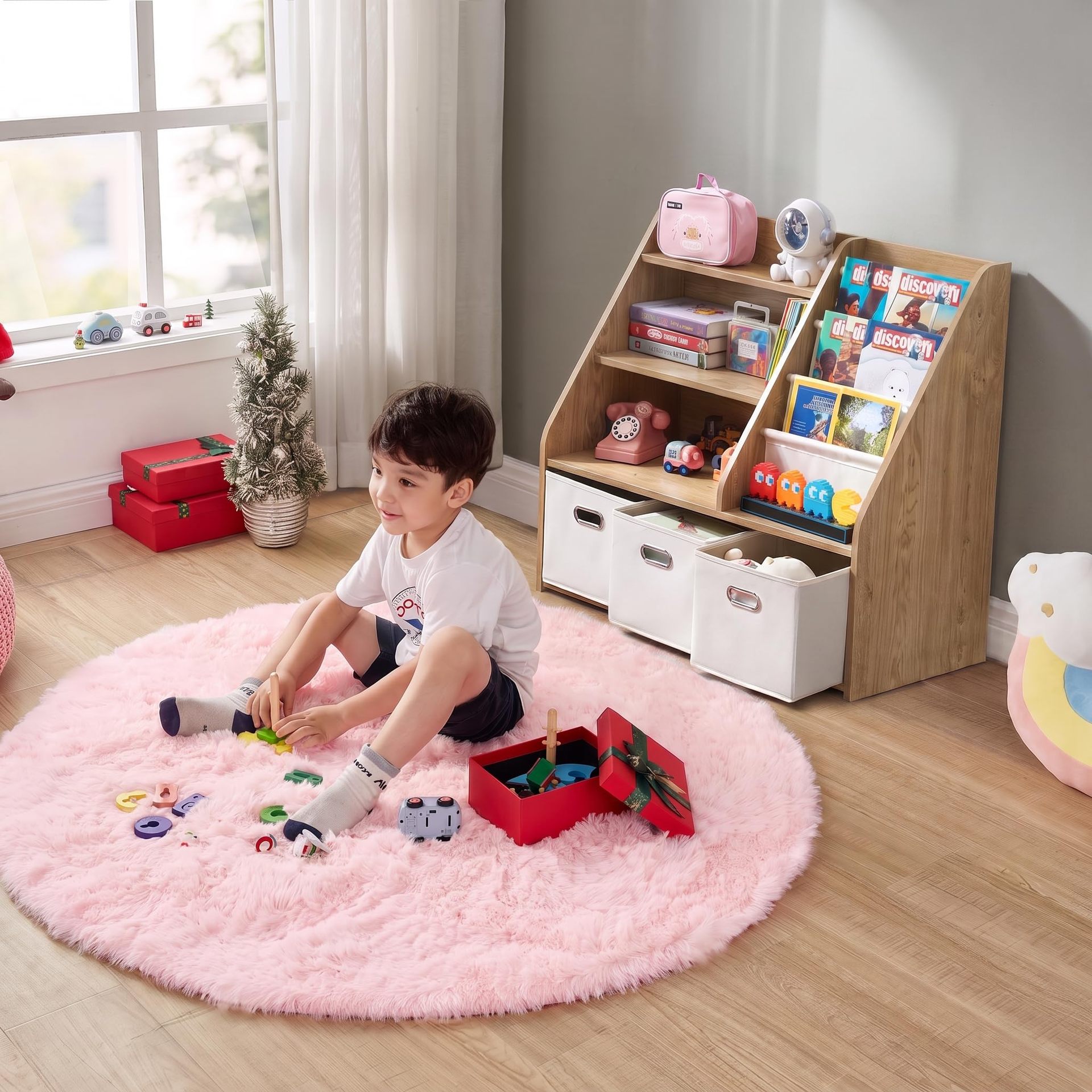 Cross-border Solid Wood Multi-layer Montessori Kindergarten Toy Storage Rack Children's Bookshelf Children's Toy Organizer Shelf