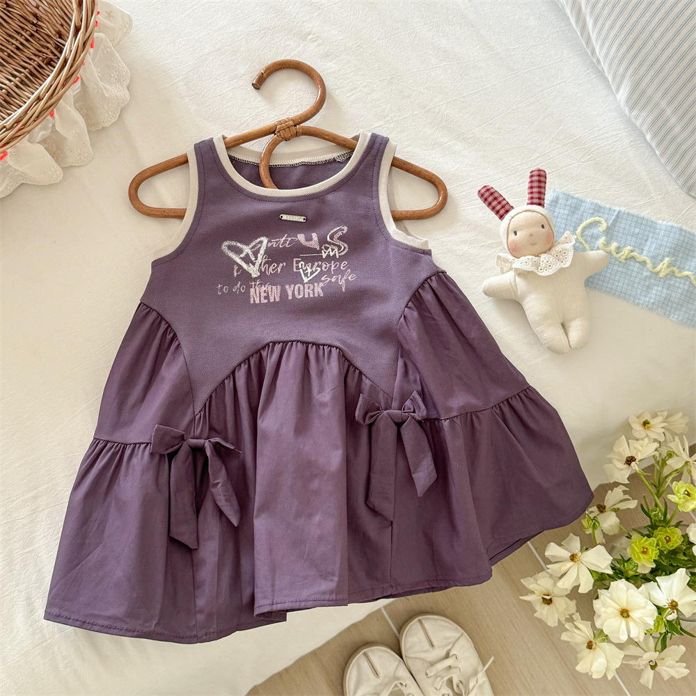 Vestido de verano de siete niñas de limón salado 25 nuevo estilo falda de estilo occidental de bebé femenino falda de chaleco sin mangas de niño falda de empalme