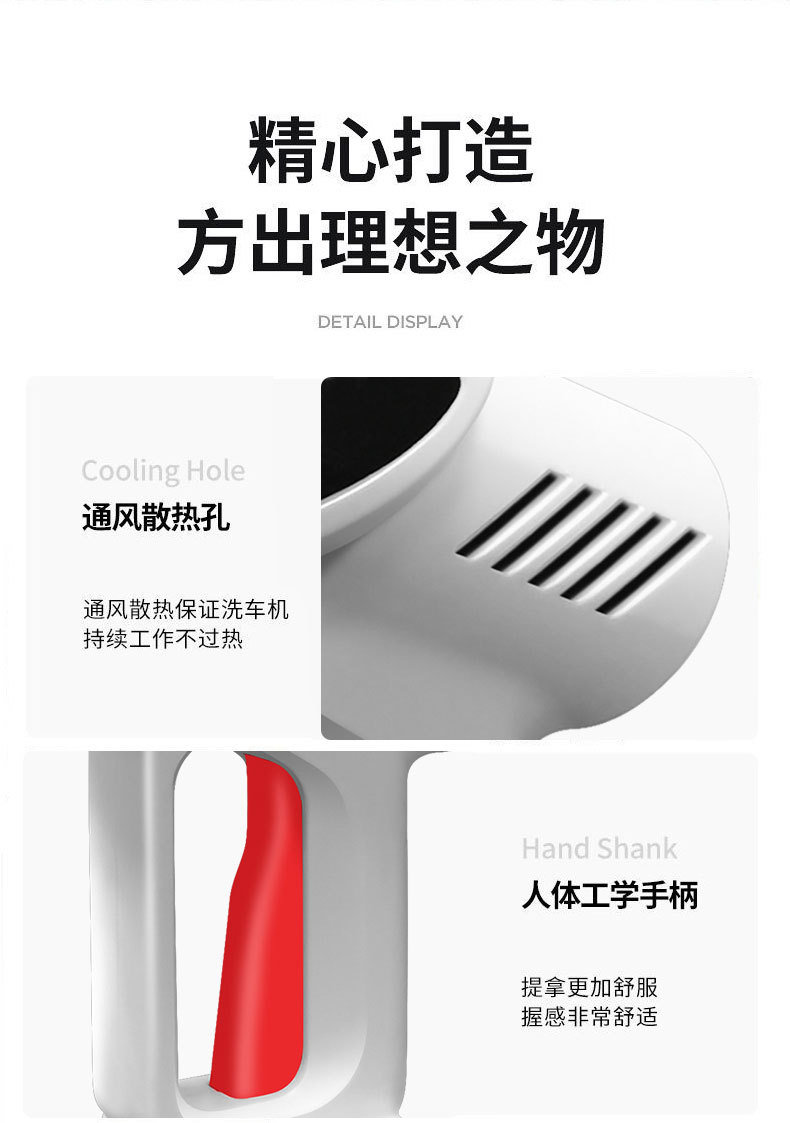 New Model of Household Wireless Car Wash Water Gun, White Lithium Battery High-Pressure Water Gun, Car Cleaning Tool Wholesale