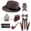 Cross -border 1920s Men's Dance Party Hat Hat Cattle Caps Payment Back Large Set 1920 Cattle Hat Set