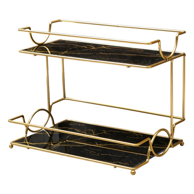 Estante de almacenamiento de baño de lujo ligero sin golpes cosméticos y cuidado de la piel estante de almacenamiento de baño estante de almacenamiento de doble capa de gran capacidad