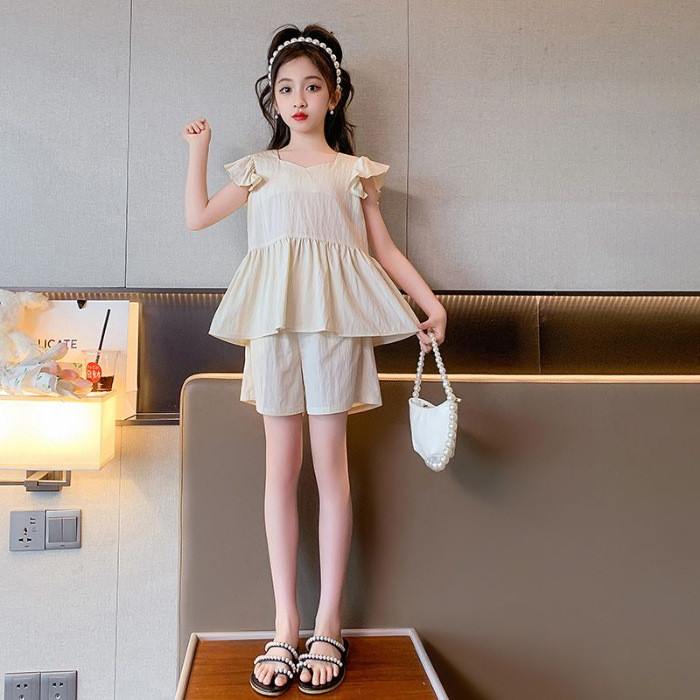 2024 nuevo verano casual traje de moda para niños camisa de manga corta de muñeca estilo occidental Delgado traje de dos piezas